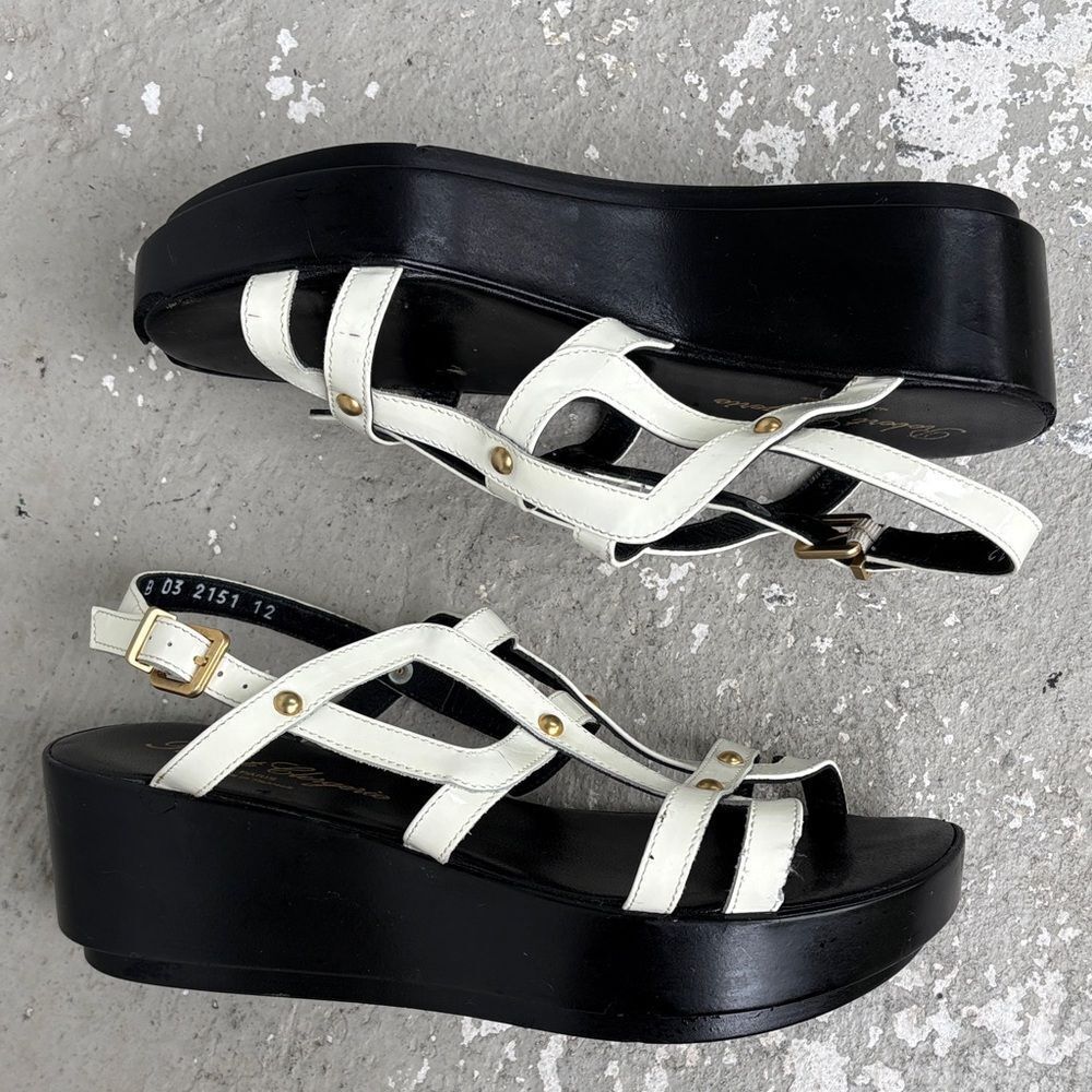 Robert Clergerie patent leather platform cage sandals
